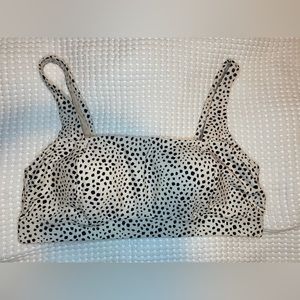 Kona Sol square neck cream and black animal print swim top